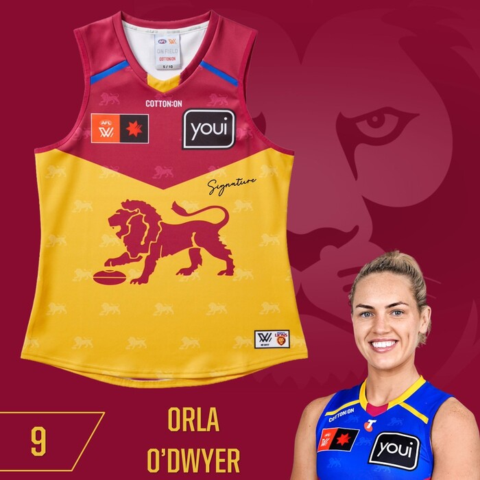 Orla O'Dwyer #9 Brisbane Lions 2025 AFLW Clash Player-Issue Guernsey