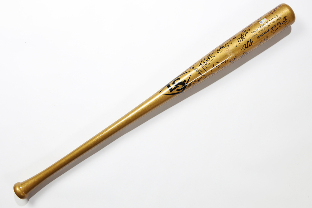 Childhood Cancer Awareness Philadelphia Phillies Autographed Gold Bat