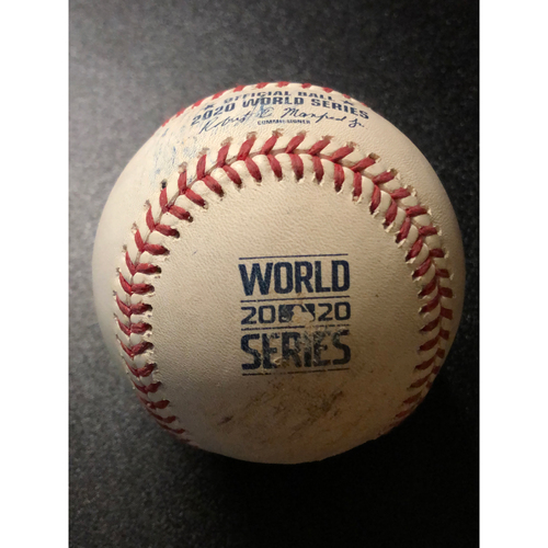 Game-Used Baseball - 2020 World Series - Tampa Bay Rays vs. Los Angeles Dodgers - Game 6 - Pitcher: Nick Anderson, Batter: Corey Seager (Wild Pitch, Barnes Scores) - Bot 6