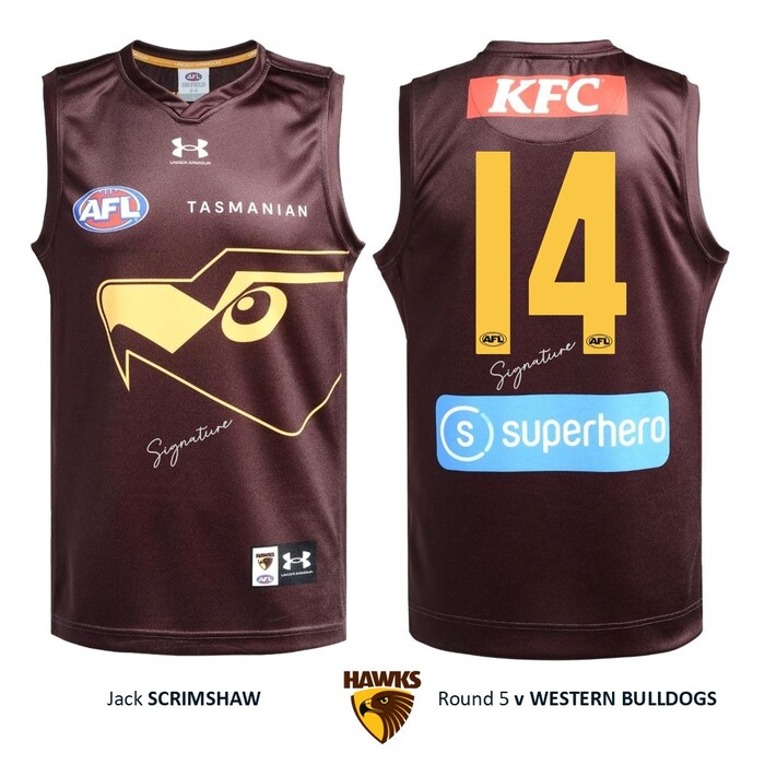 Photo of Jack Scrimshaw #14 Hawthorn 2026 Gather Round Guernsey