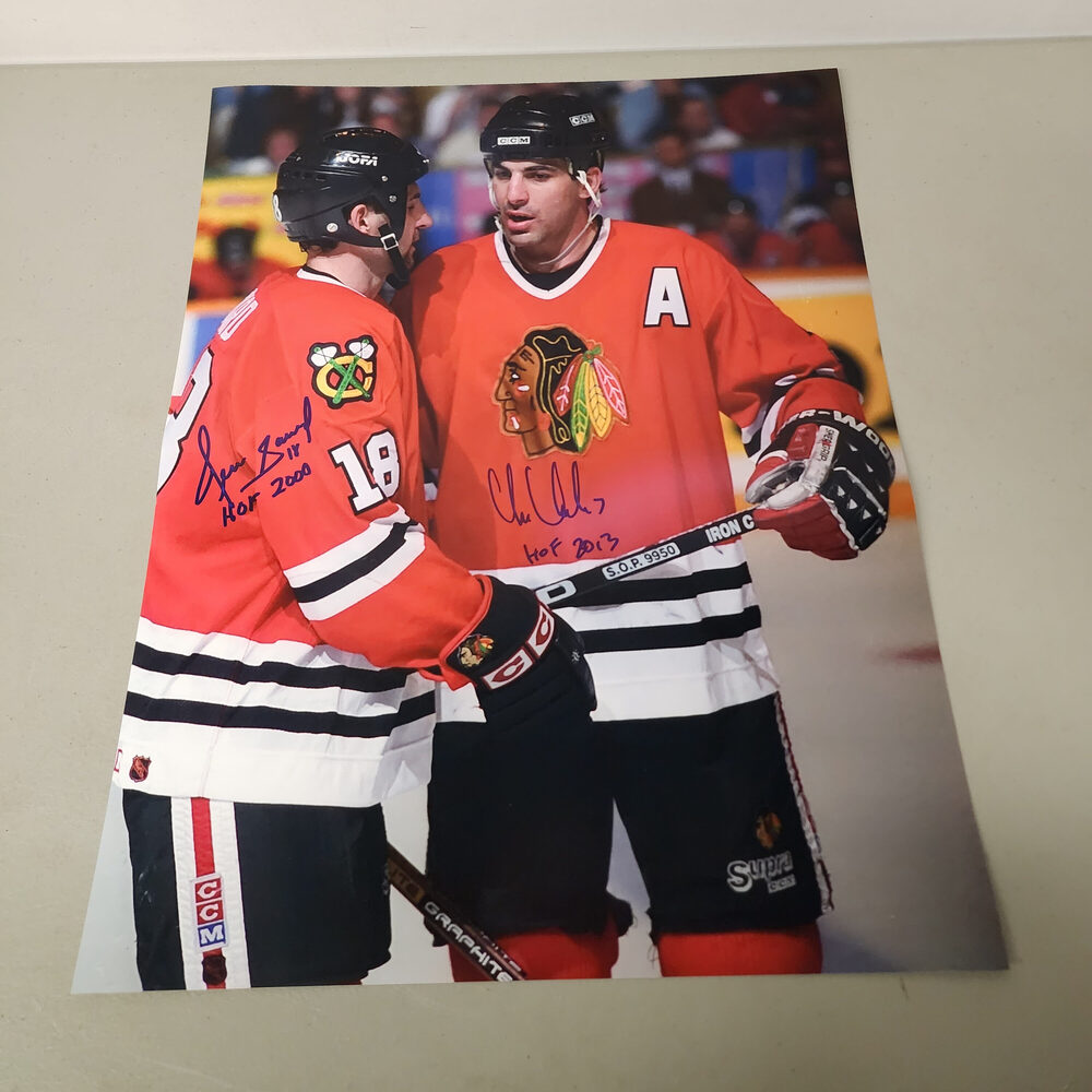 Denis Savard And Chris Chelios Autographed Chicago Black Hawks 16x20 Photo