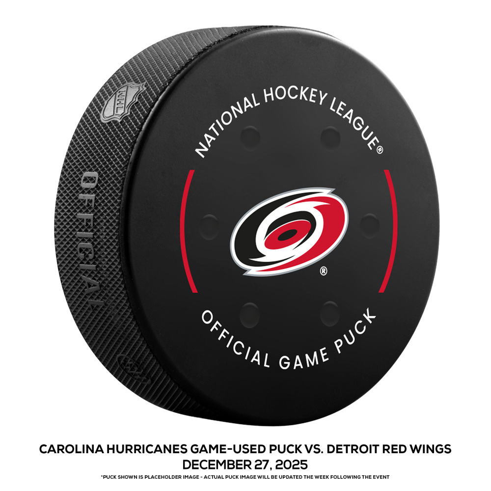Carolina Hurricanes Game-Used Puck vs. Detroit Red Wings on December 27, 2025