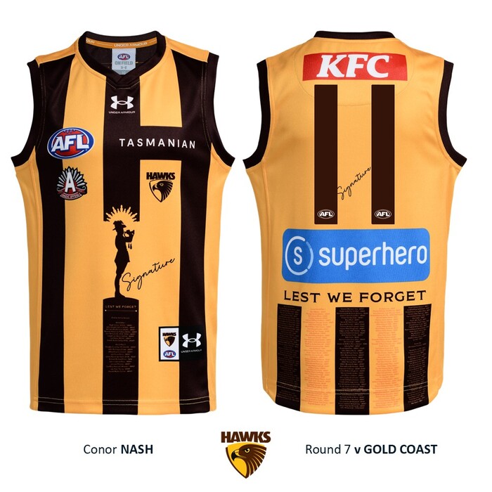 Conor Nash #11 Hawthorn 2026 Anzac Match-Worn Guernsey