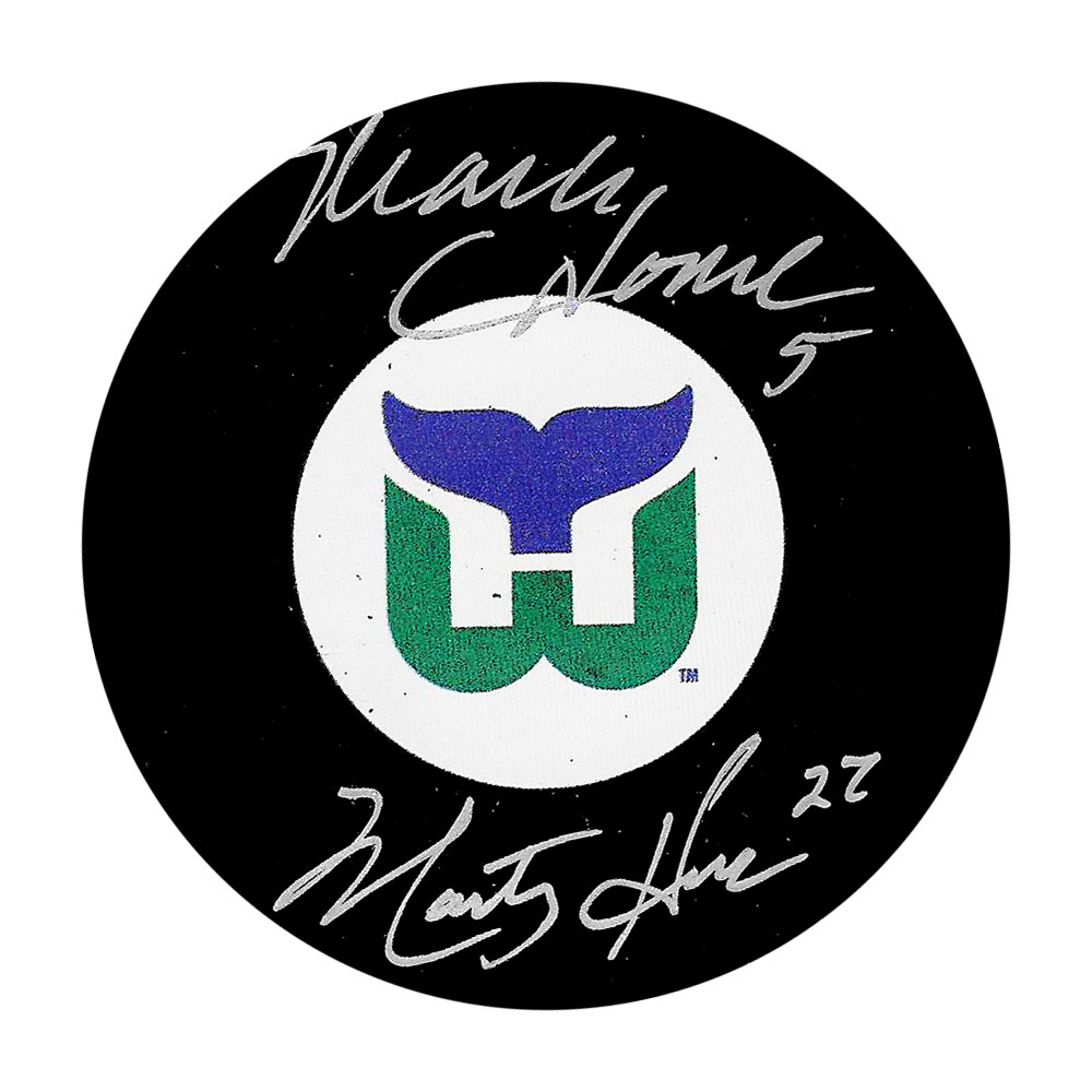 Mark & Marty Howe Autographed Hartford Whalers Puck