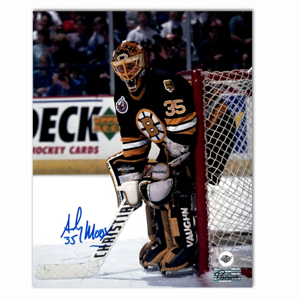 Andy Moog Autographed Boston Bruins Home 8x10 Photo (Color)