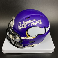 HOF - Vikings Paul Krause Signed Mini Helmet with HOF 98 Inscription