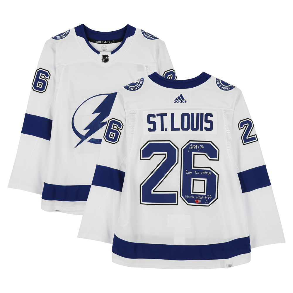 Martin St. Louis Tampa Bay Lightning Autographed White Adidas Jersey with Multiple Inscriptions - Limited Edition of 5 