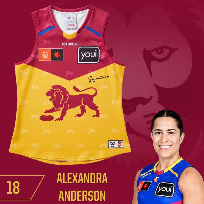 Photo of Alexandra Anderson #18 Brisbane Lions 2025 AFLW Clash Player-Issue Guernsey