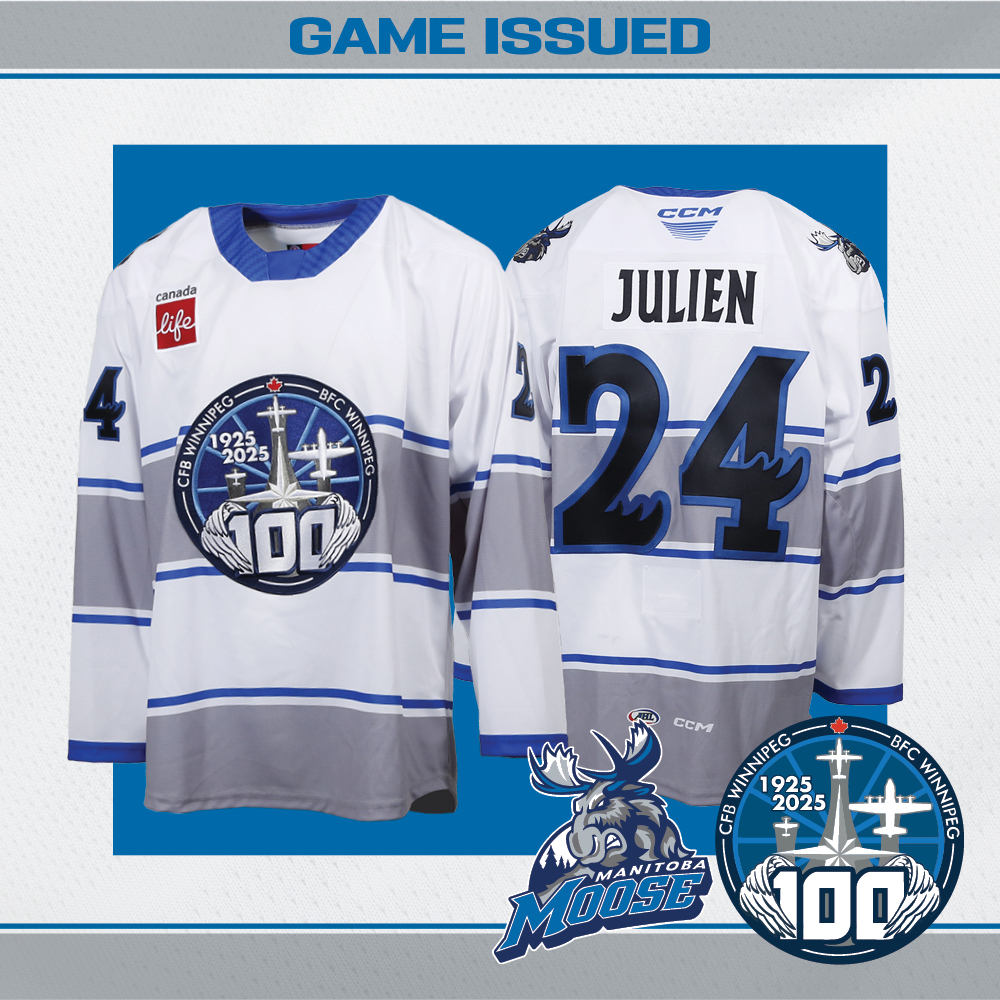 JACOB JULIEN Game Issued Manitoba Moose CFB Winnipeg 100th Anniversary Jersey