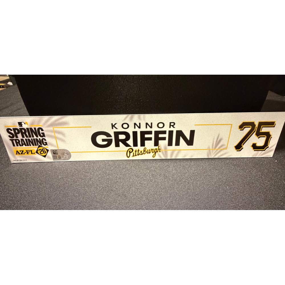 Game-Used 2026 Konnor Griffin Spring Training Locker Tag (2/26/26