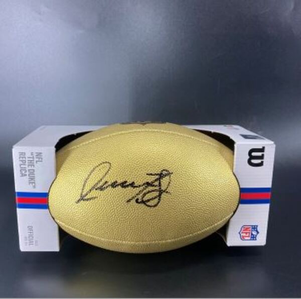 NFL - Lions Isaac TeSlaa Signed Gold Composite Football