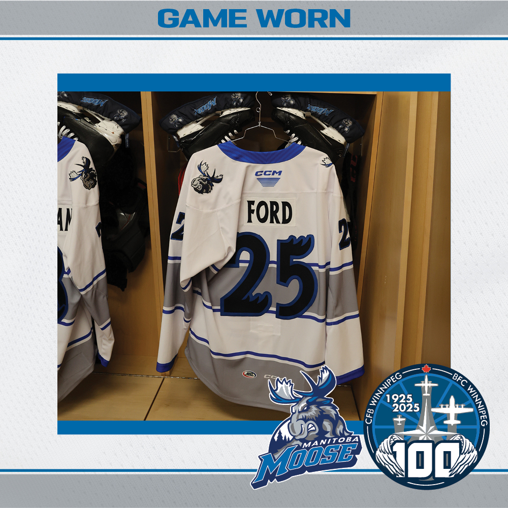PARKER FORD Game Worn Manitoba Moose CFB Winnipeg 100th Anniversary Jersey
