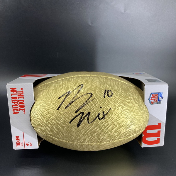 NFL - Broncos Bo Nix Signed Gold Composite Football