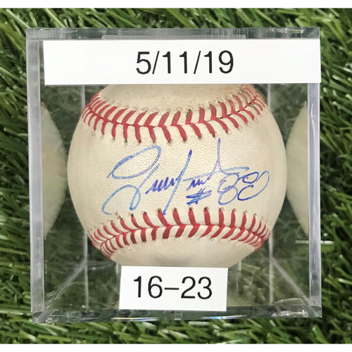 Win #16: 5/11/2019 Game-Used Baseball - Autographed by Gerardo Parra