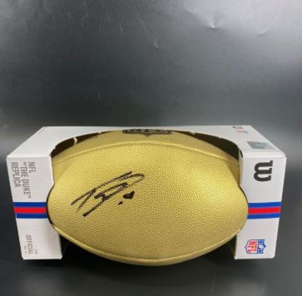 NFL - Panthers Trevor Etienne Signed Gold Composite Football