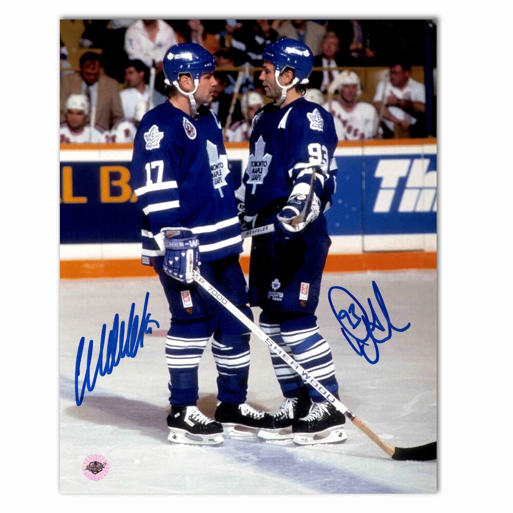 Doug Gilmour and Wendel Clark Autographed Toronto Maple Leafs Home 8x10 Photo