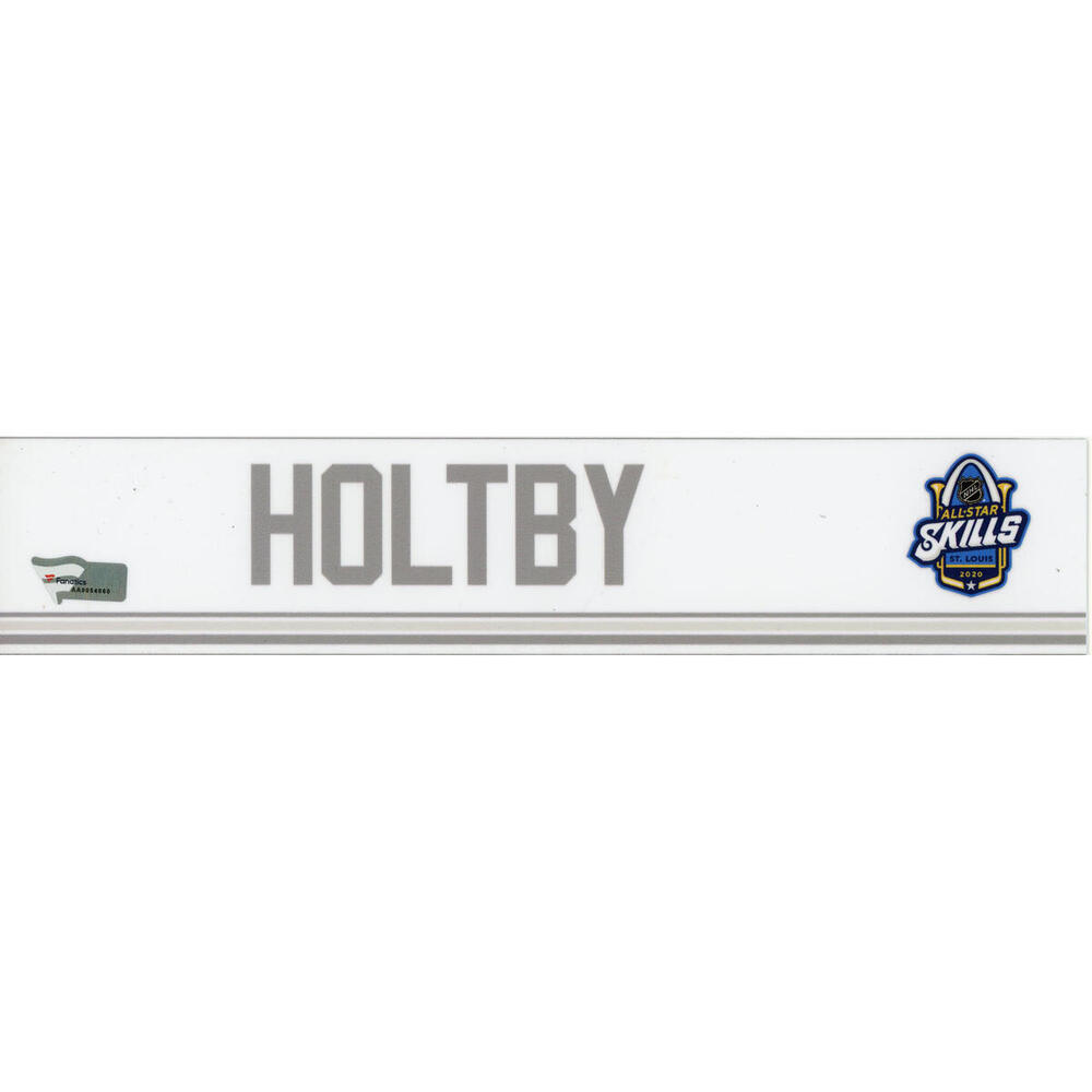 Braden Holtby Player-Issued White Nameplate from the 2020 NHL All-Star Skills Competition on January 24, 2020 - Size 10