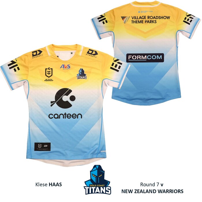 Photo of Klese Haas #19 Gold Coast Titans 2026 NZ Away Jersey
