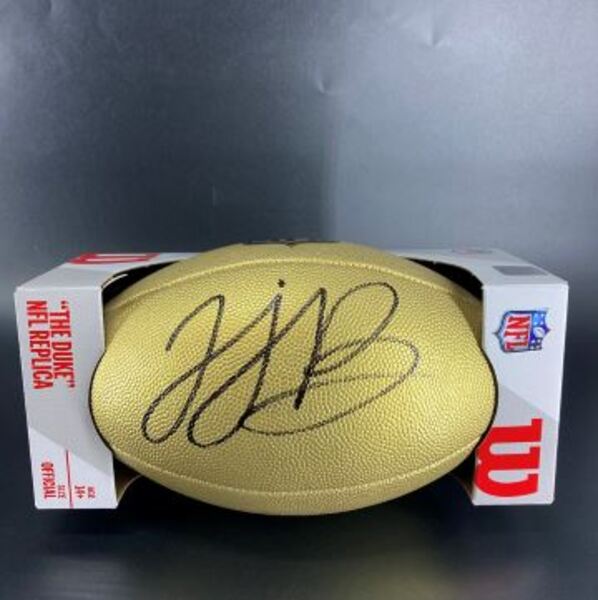 NFL - Commanders Javontae Jean-Baptiste Signed Gold Composite Football