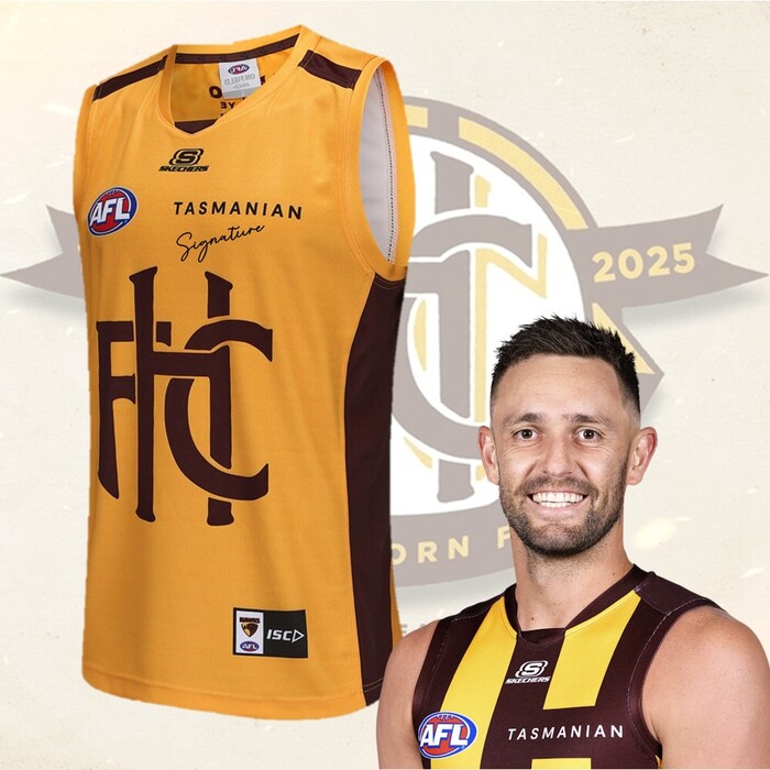 Photo of Jack Gunston #19 Hawthorn Signed Gold Heritage Match-Worn Guernsey
