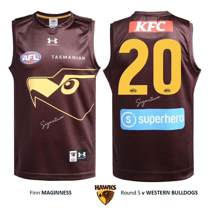 Photo of Finn Maginness #20 Hawthorn 2026 Gather Round Guernsey