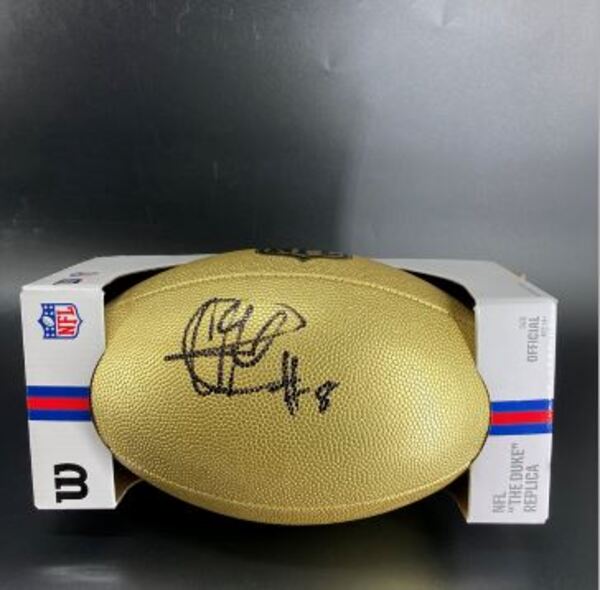 NFL - Giants Colton Hood Signed Gold Composite Football