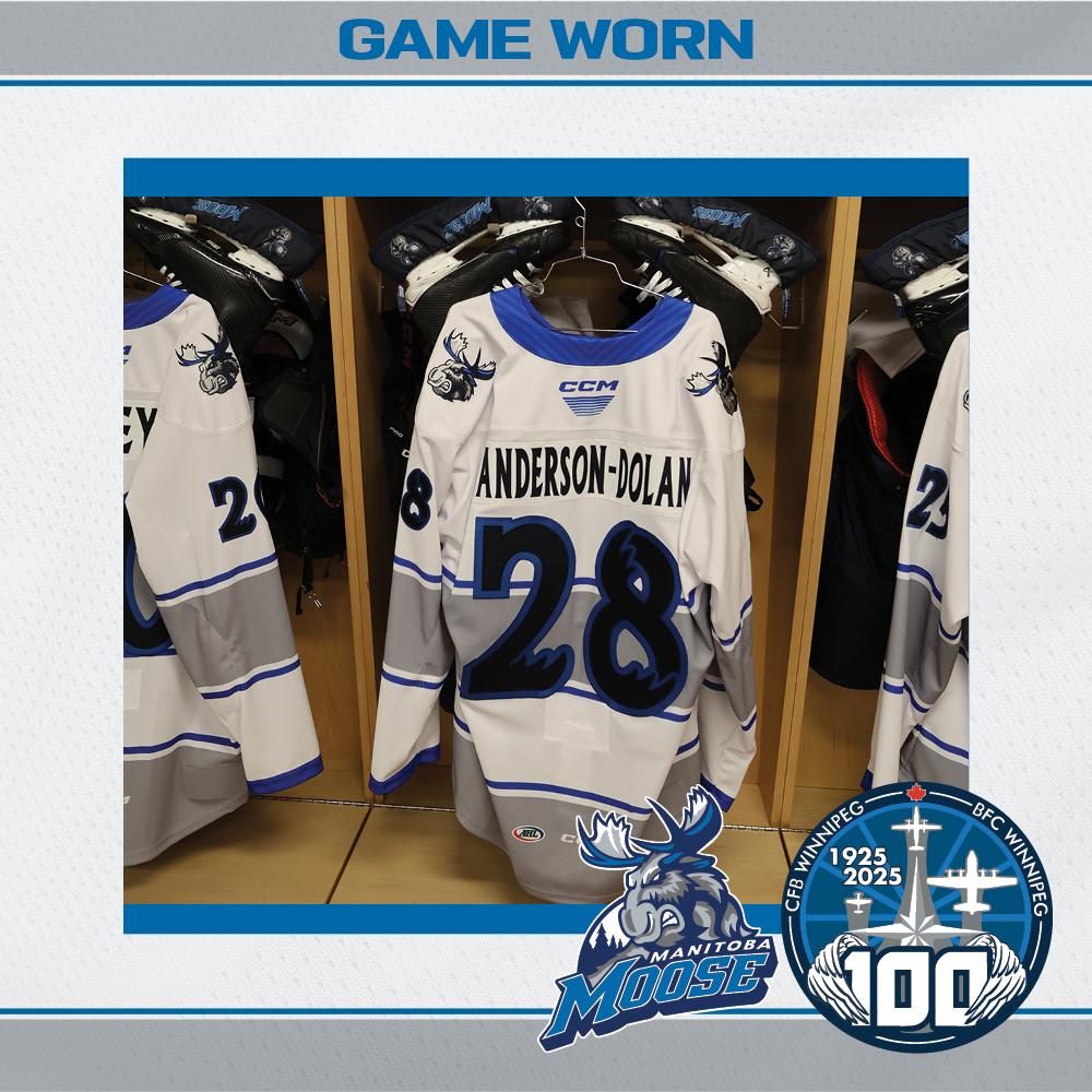 JARET ANDERSON-DOLAN Game Worn Manitoba Moose CFB Winnipeg 100th Anniversary Jersey