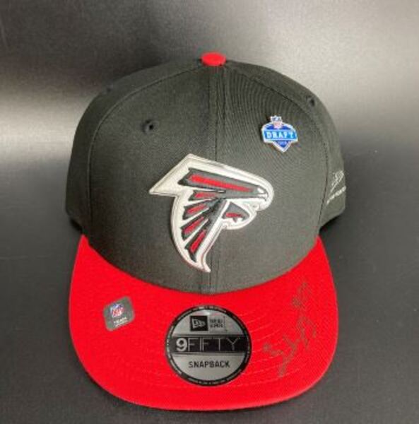 NFL - Falcons Zachariah Branch Signed Hat With 2026 Draft Pin