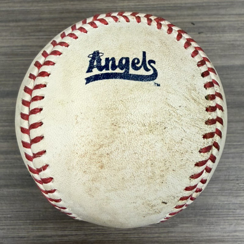 Photo of Jo Adell Triple vs Patrick Corbin - City Connect Logo Baseball (Clean Logo), 8th Career Triple, 1st of 2025, 7/29/25 LAA vs TEX (B4), MLB Authenticated Game-Used Baseball