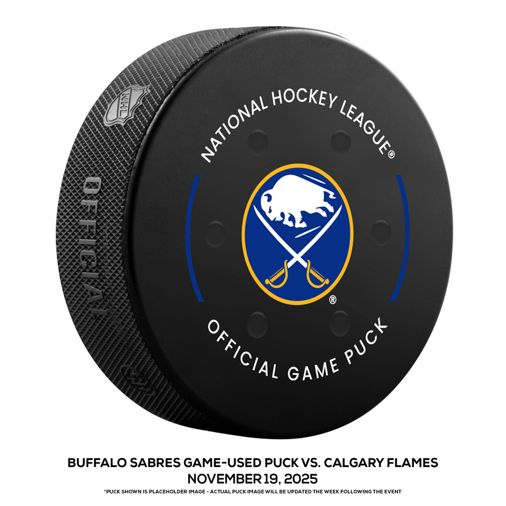 Buffalo Sabres Game-Used Puck vs. Calgary Flames on November 19, 2025