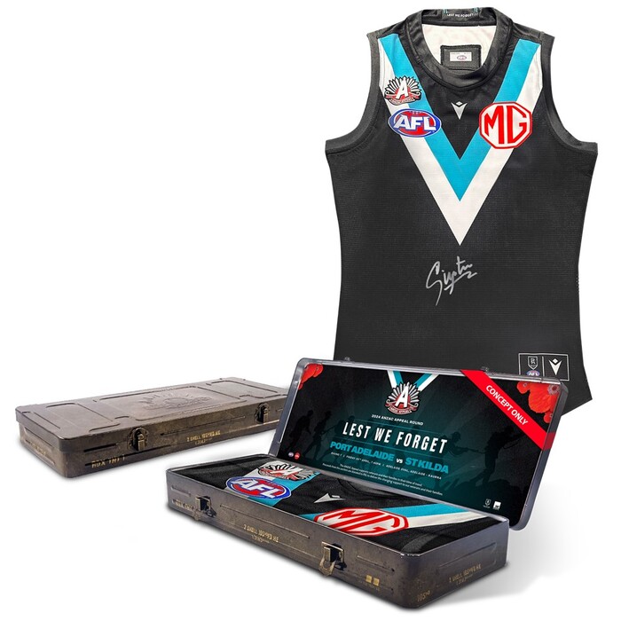 Darcy Byrne-Jones #33 Port Adelaide 2024 Signed ANZAC Match Worn Guernsey