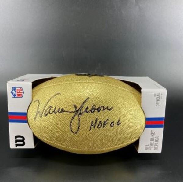 HOF - Titans Warren Moon Signed Gold Composite Football