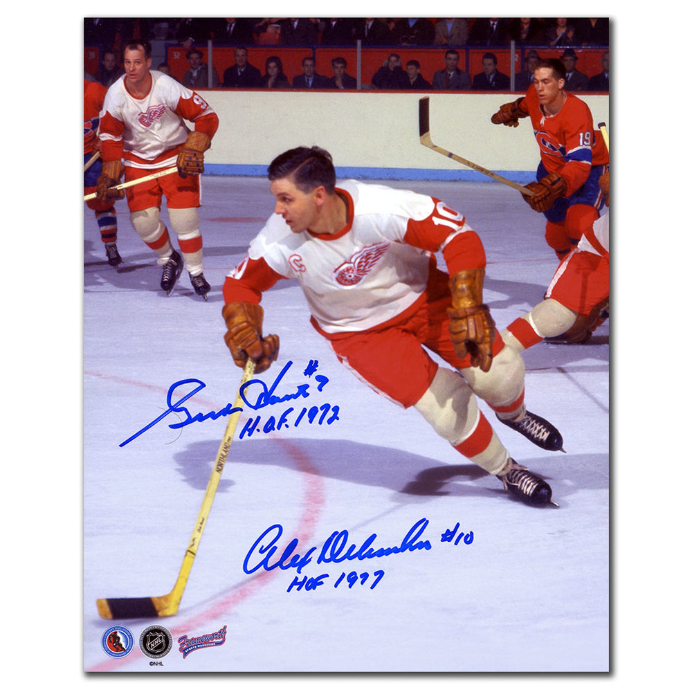 Gordie Howe & Alex Delvecchio Detroit Red Wings HOF Dual Autographed 8x10 Photo