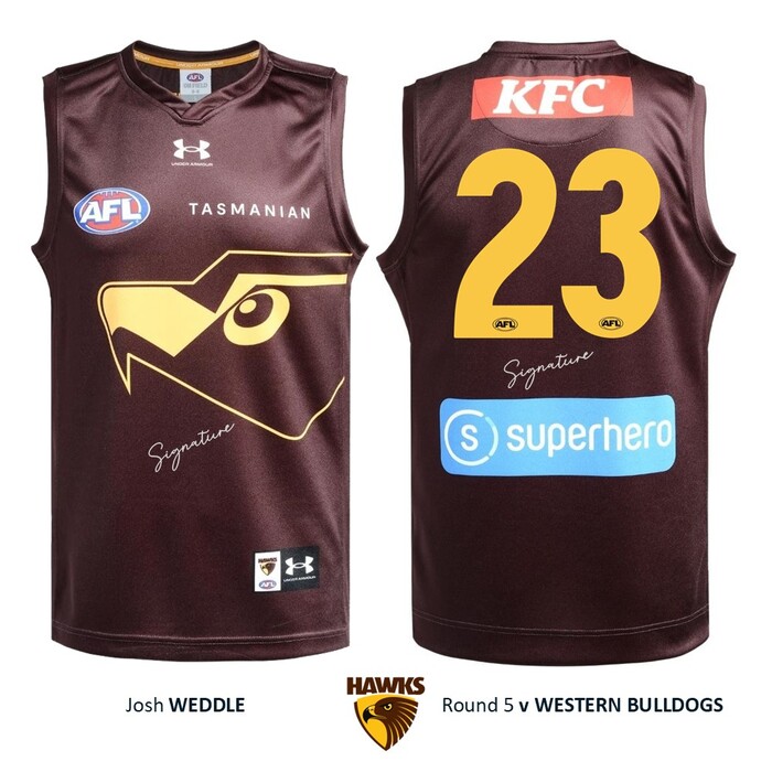 Photo of Josh Weddle #23 Hawthorn 2026 Gather Round Guernsey