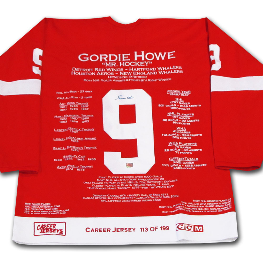 Gordie Howe Autographed Detroit Red Wings Limited-Edition Career Stats Jersey