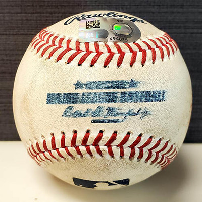 Masyn Winn Hit by Pitch Thrown by Darwinzon Hernandez Authenticated Game Used Baseball - 5/28/2024