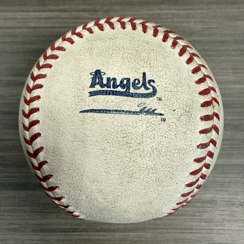 Photo of Mike Trout RBI Walk + Zach Neto Walk + Pitches to Vaughn Grissom vs Jacob Lopez - Trout's 1,110th Career Walk, 1,043rd Career RBI, 5/19/26 LAA vs ATH (B4), MLB Authenticated Game-Used City Connect Logo Baseball