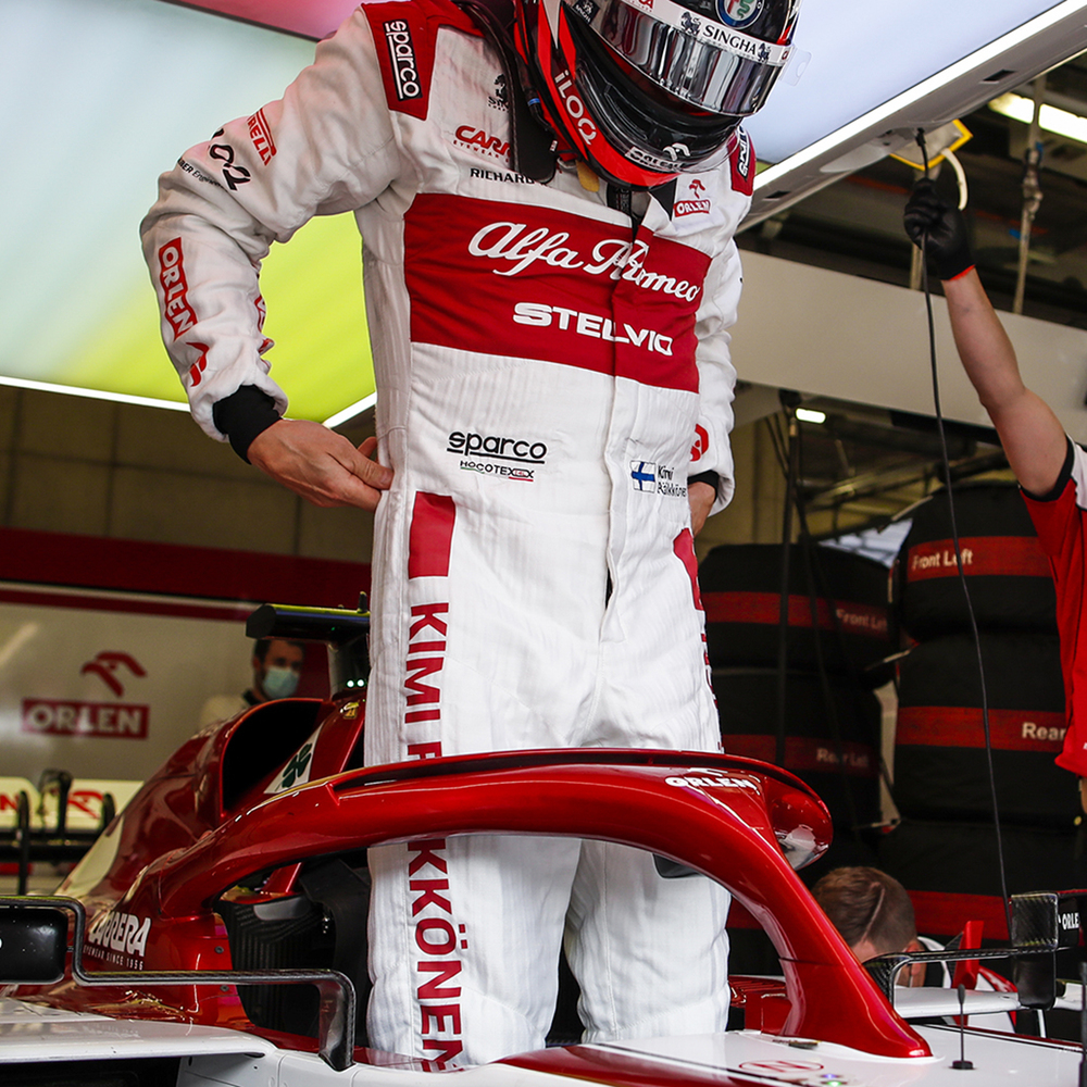 Kimi Raikkonen 2020 Framed Race Worn Race Suit Alfa Romeo Racing Orlen F1 Authentics