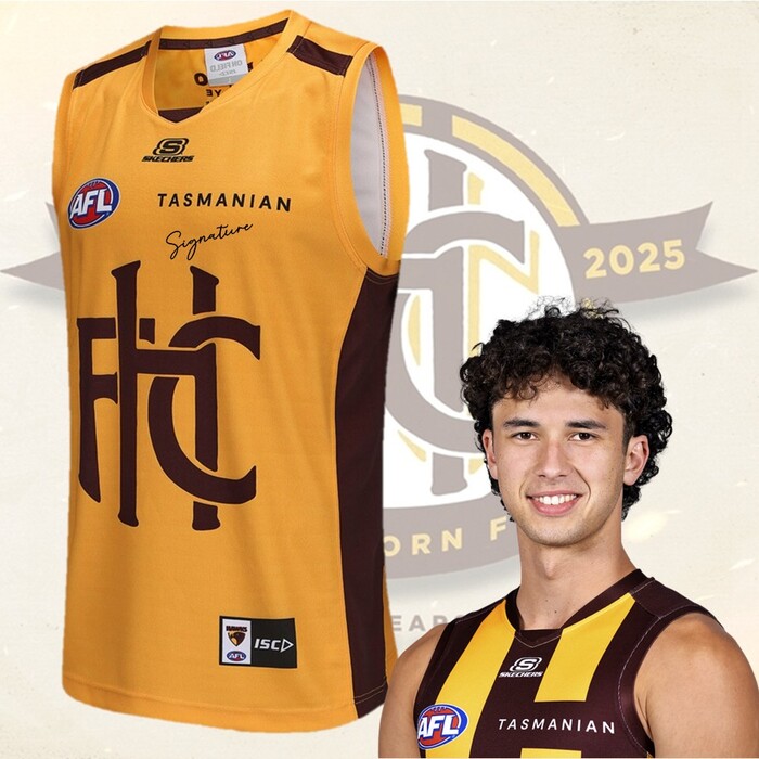 William McCabe #27 Hawthorn Signed Gold Heritage Player-Issue Guernsey