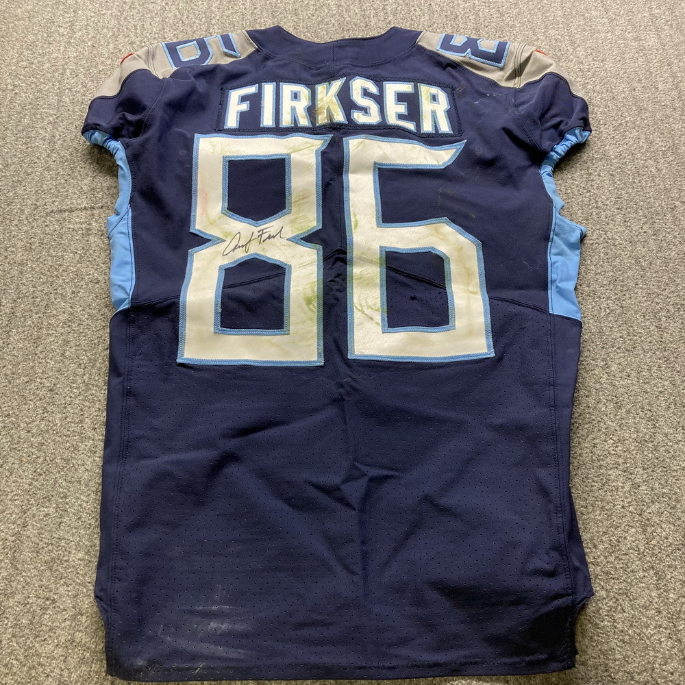 NFL Auction STS Titans Anthony Firkser Signed Game Used Jersey 2021