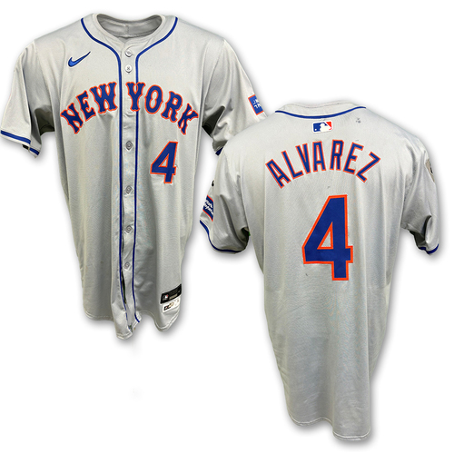 Francisco Alvarez #4 - Game-Used Road Grey Jersey - Mets Clinch