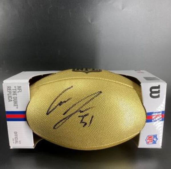 NFL - Eagles Cam Jurgens Signed Gold Composite Football