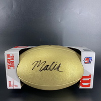 NFL - 49ers Malik Mustapha Signed Gold Composite Football