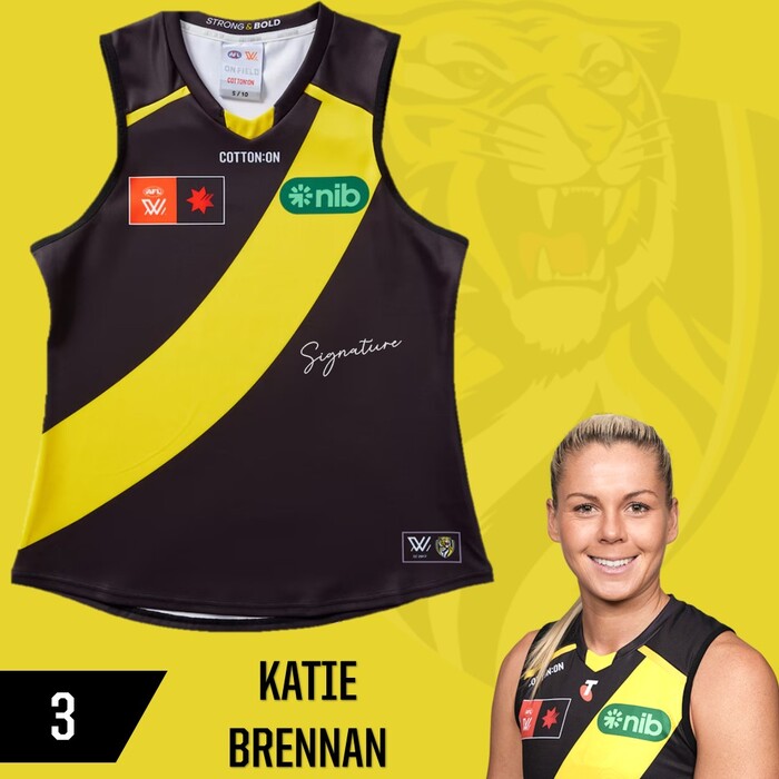Photo of Katie Brennan #3 Richmond 2025 AFLW Home Guernsey