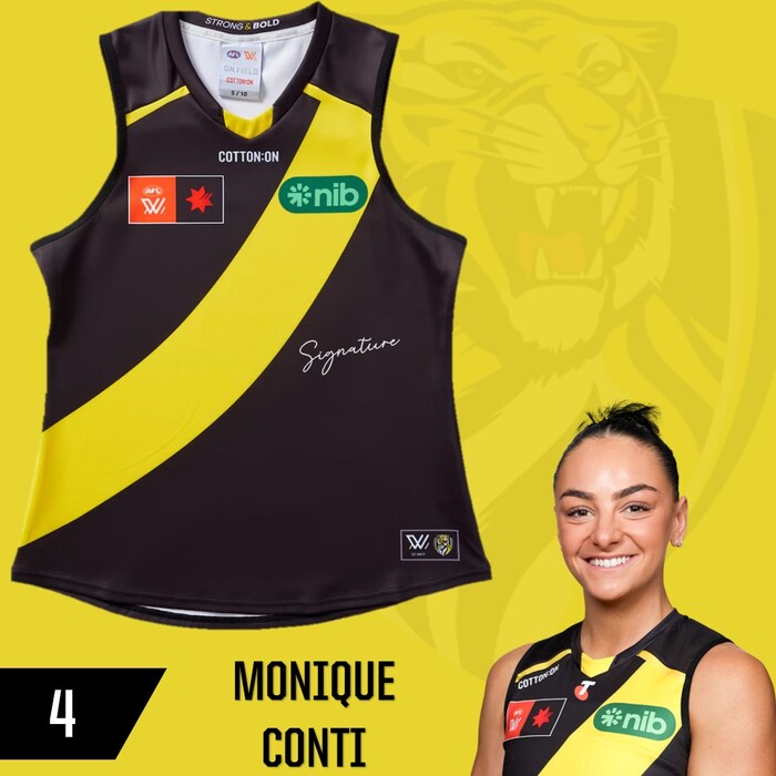 Photo of Monique Conti #4 Richmond 2025 AFLW Home Guernsey