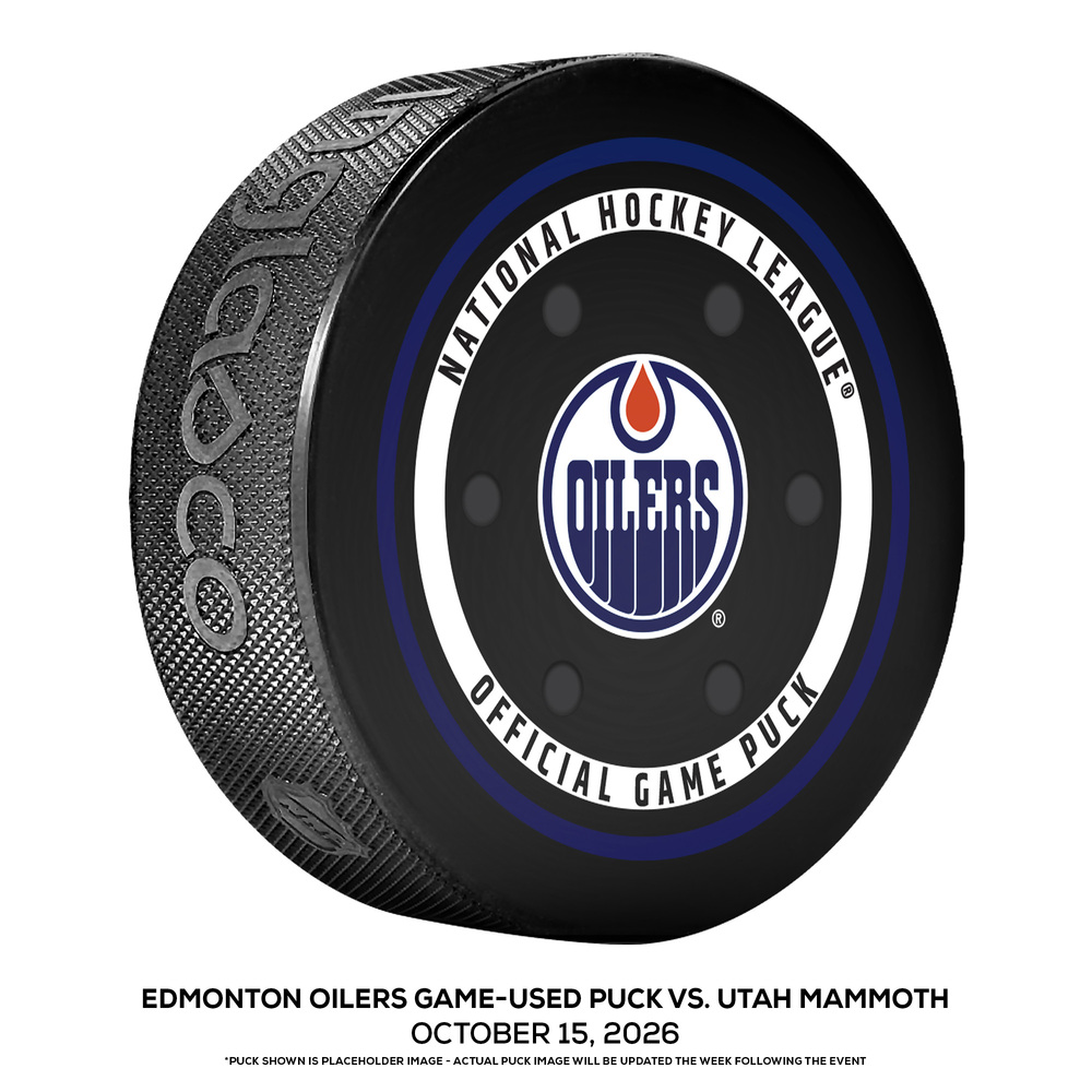 Edmonton Oilers Game-Used Puck vs. Utah Mammoth on October 15, 2026