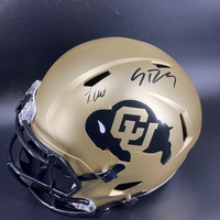 NFL - Colorado Multi Signed Replica Speed Helmet Signed by Travis Hunter...