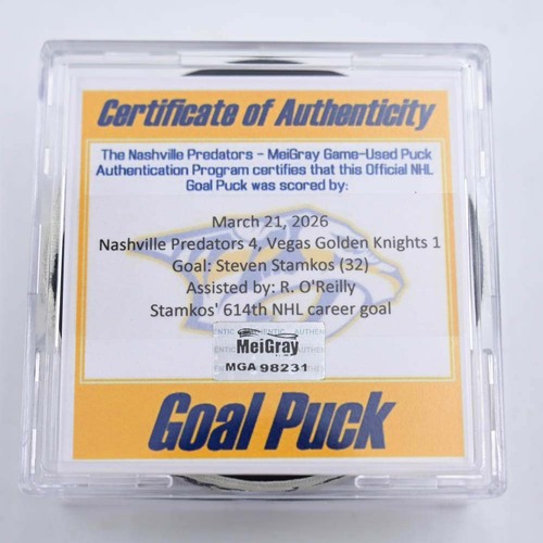 Image of Stamkos, Steven - Nashville Predators - March 21, 2026 vs. Vegas Golden Knights (Predators Logo)