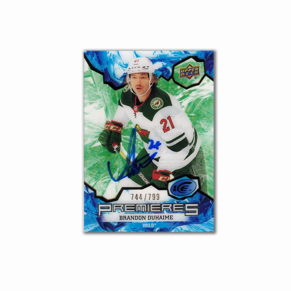 2021-22 UD Ice Premiers #202 BRANDON DUHAIME Autographed Rookie Card #/799