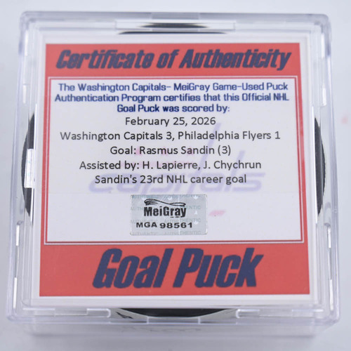 Image of Sandin, Rasmus - Washington Capitals - February 25, 2026 vs. Philadelphia Flyers (Capitals Logo)
